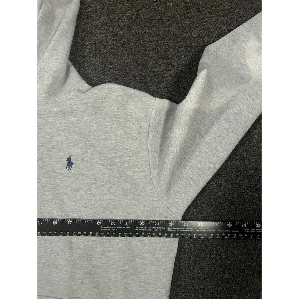 Polo Ralph Lauren Hoodie Men's Medium Gray Spellout Double Knit Pony Drawstrings